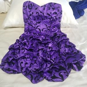Ruby rox purple satin velvet strapless dress